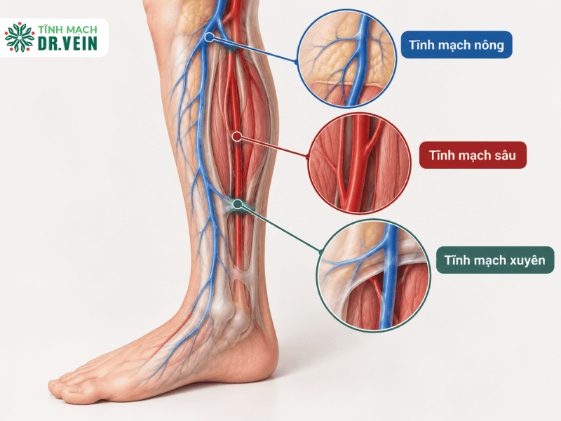 Ba hệ tĩnh mạch của chân và vai trò của hệ tĩnh mạch sâu